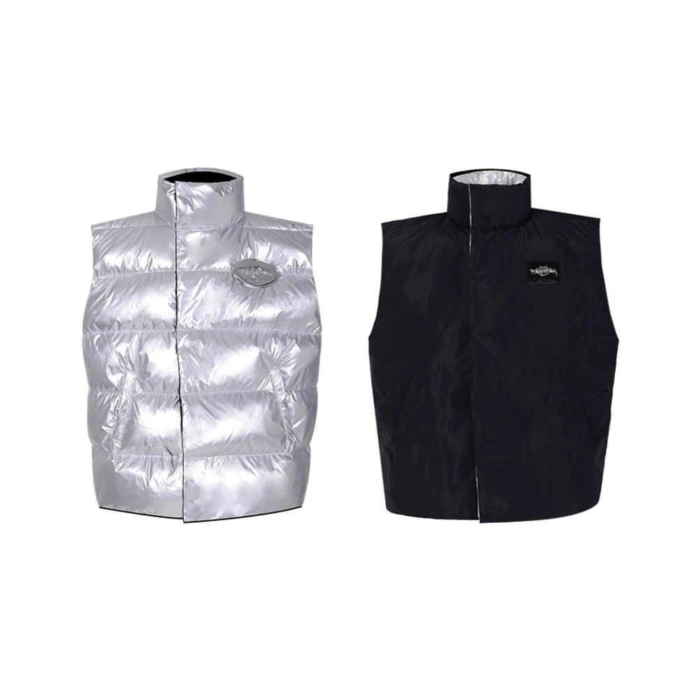 Silver-Black High Neck Cotton Vest