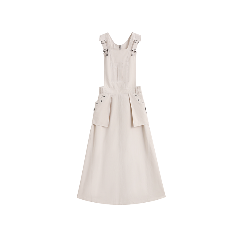 Robe lâche de sangle blanche beige