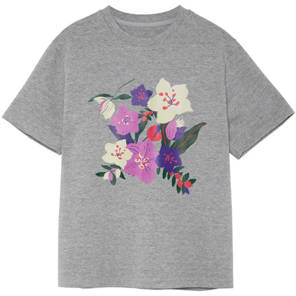 Oil Painting Cherry Blossom Grey T-shirt