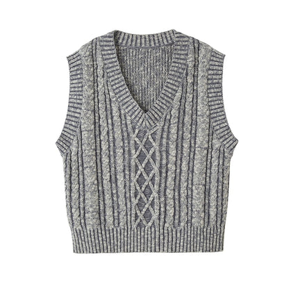 Twisted V-Neck - Pullover Knit Vest