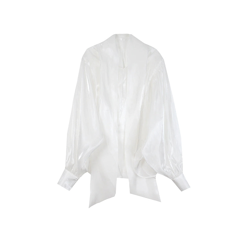 White Shiny Silk Shirt