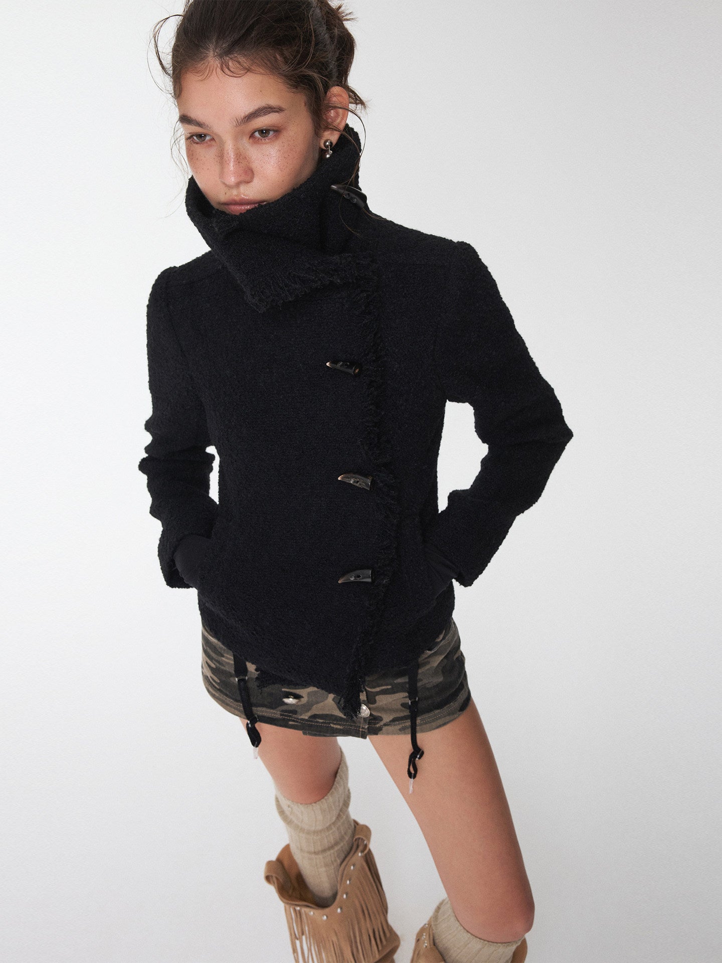 Wool Blend Cropped Jacket