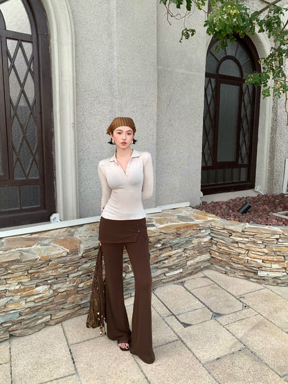 Light Dream Tencel Collared Flare-Sleeve Knit Top – Hong Kong Retro Autumn