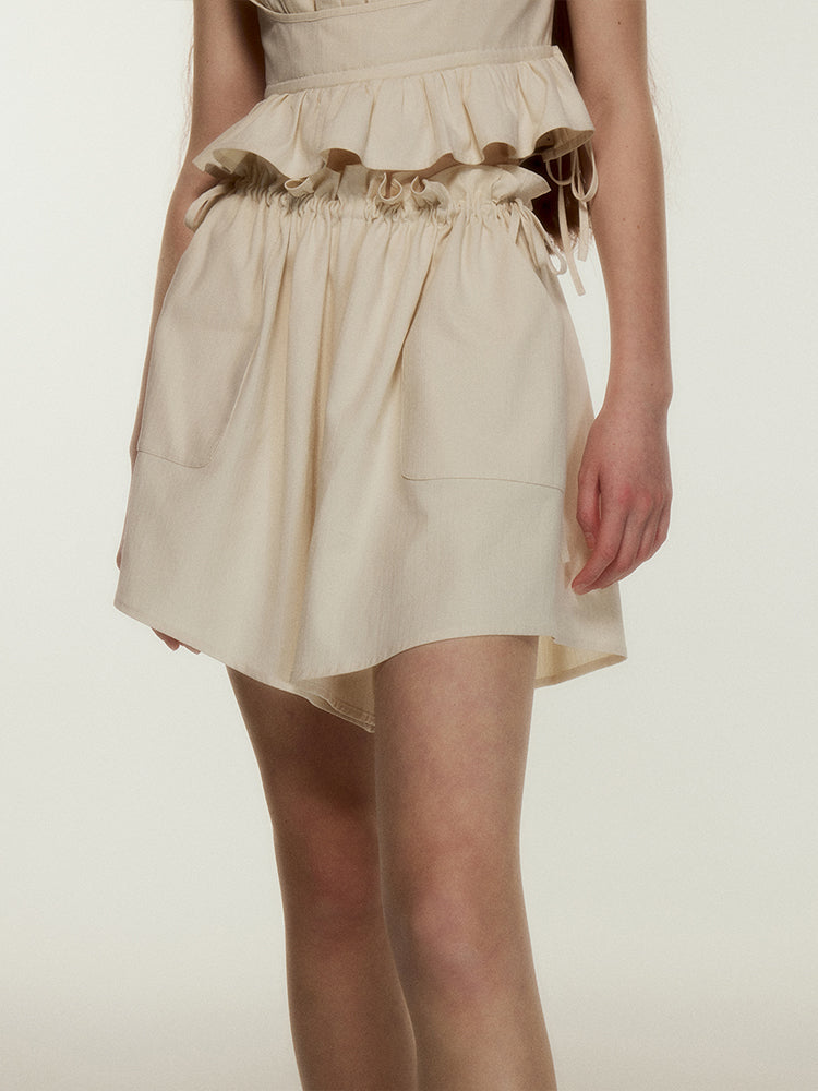 Pleated Linen Wide Leg Shorts