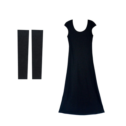 Diagonal Black Long Dress