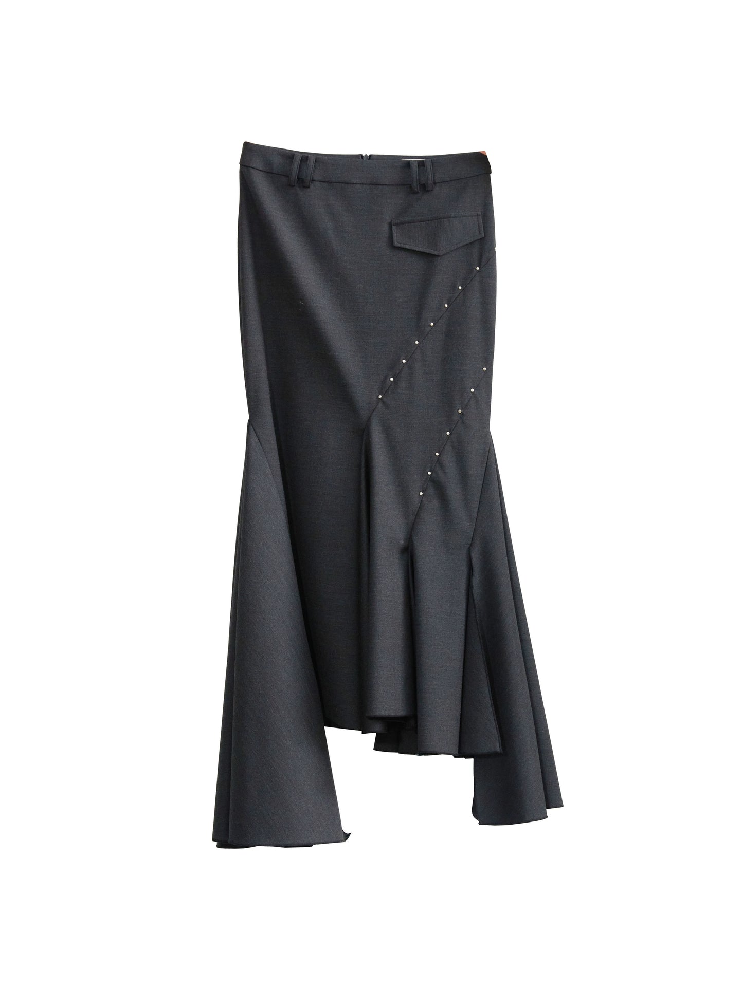 Geometric Splicing Rivet Irregular Skirt