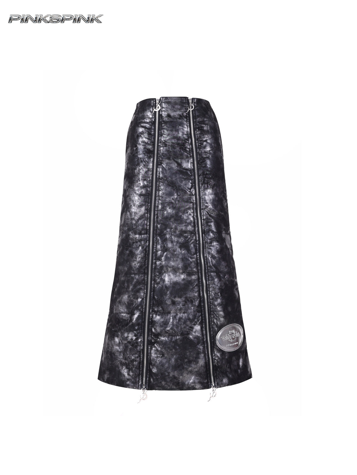 Electric Moon Double-Zip Quilted A-Line Y2K Unisex Skirt