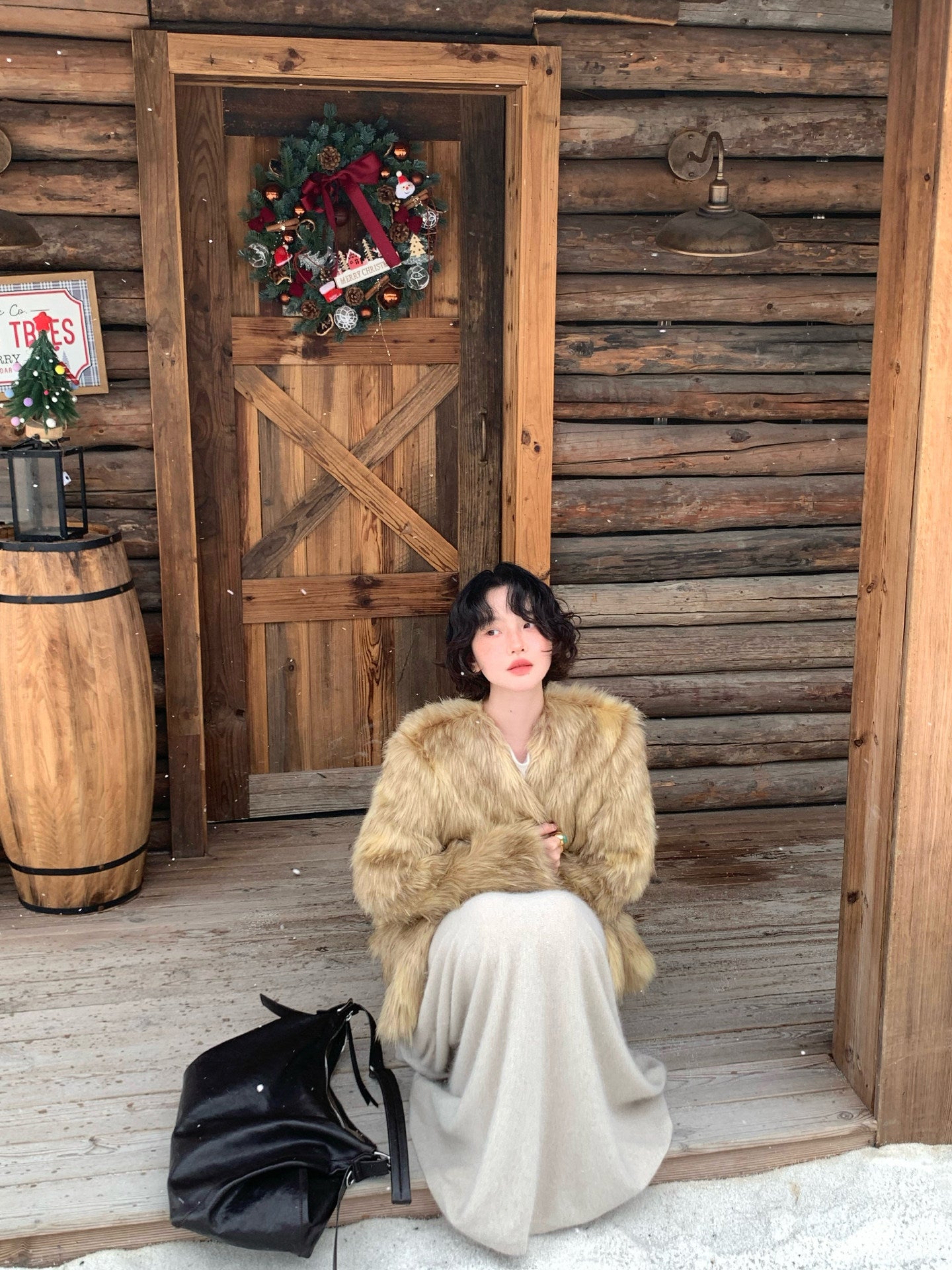Warm Sunshine Luxe Long Eco Fur Coat