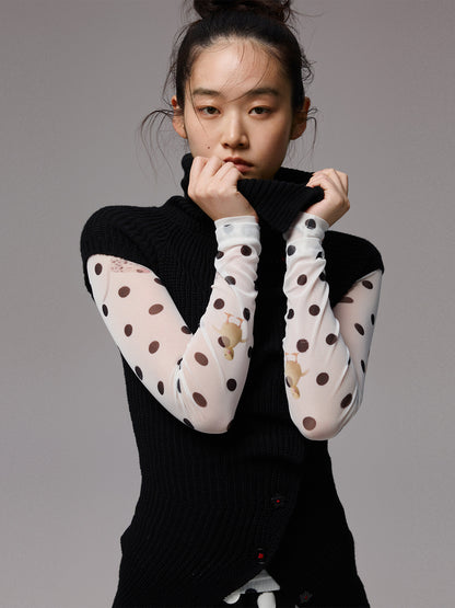 Asymmetric Turtleneck Knit Cardigan