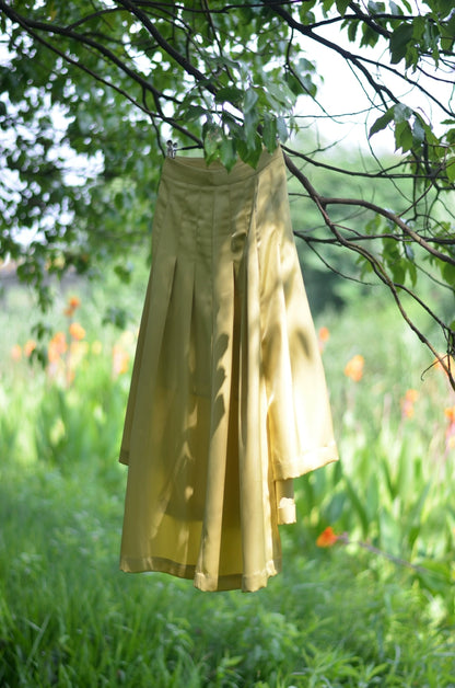 Lemon Yellow Satin Fashion Autumn Dress