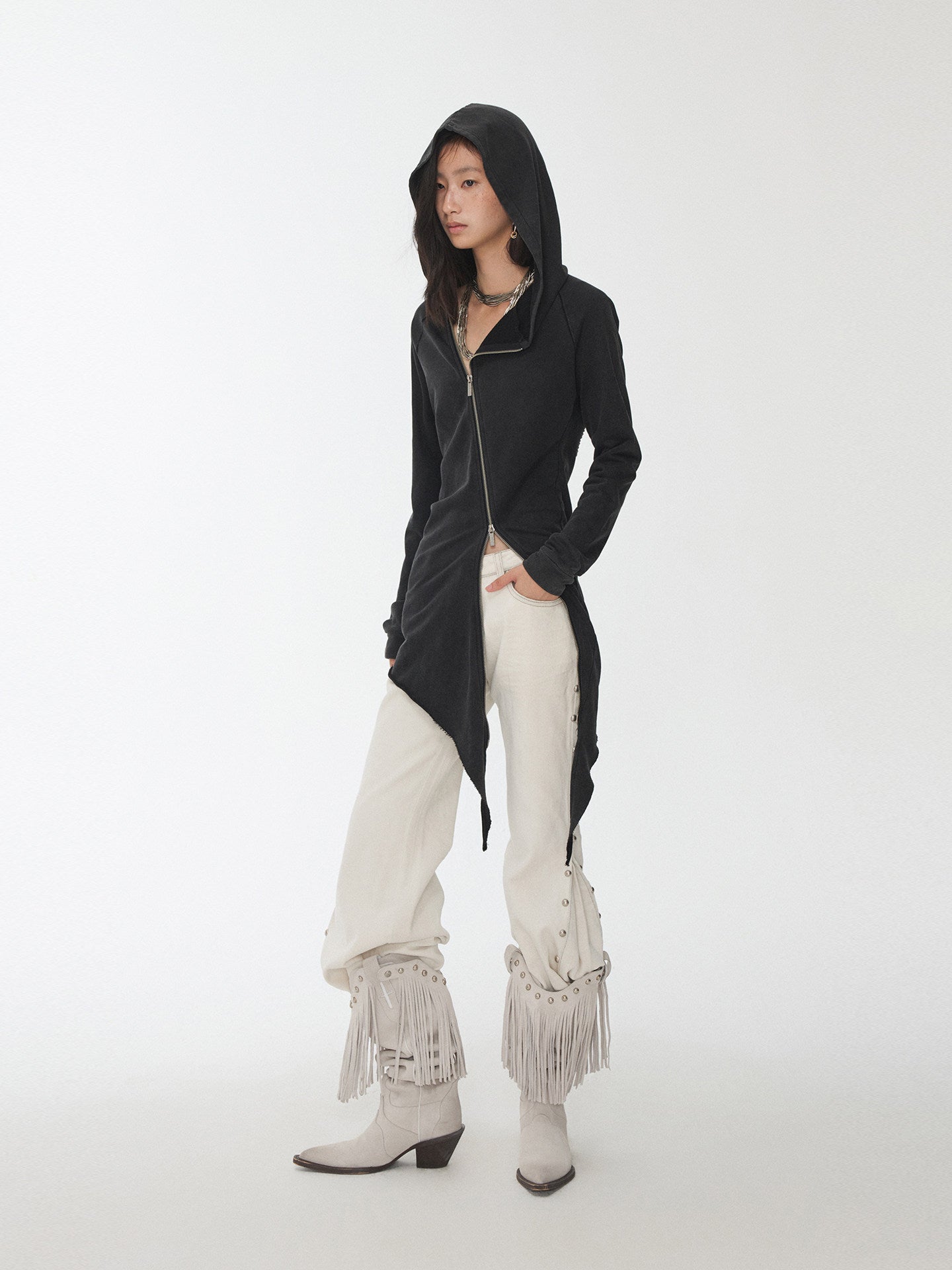 Rhinestone Rivet Hoodie Dress