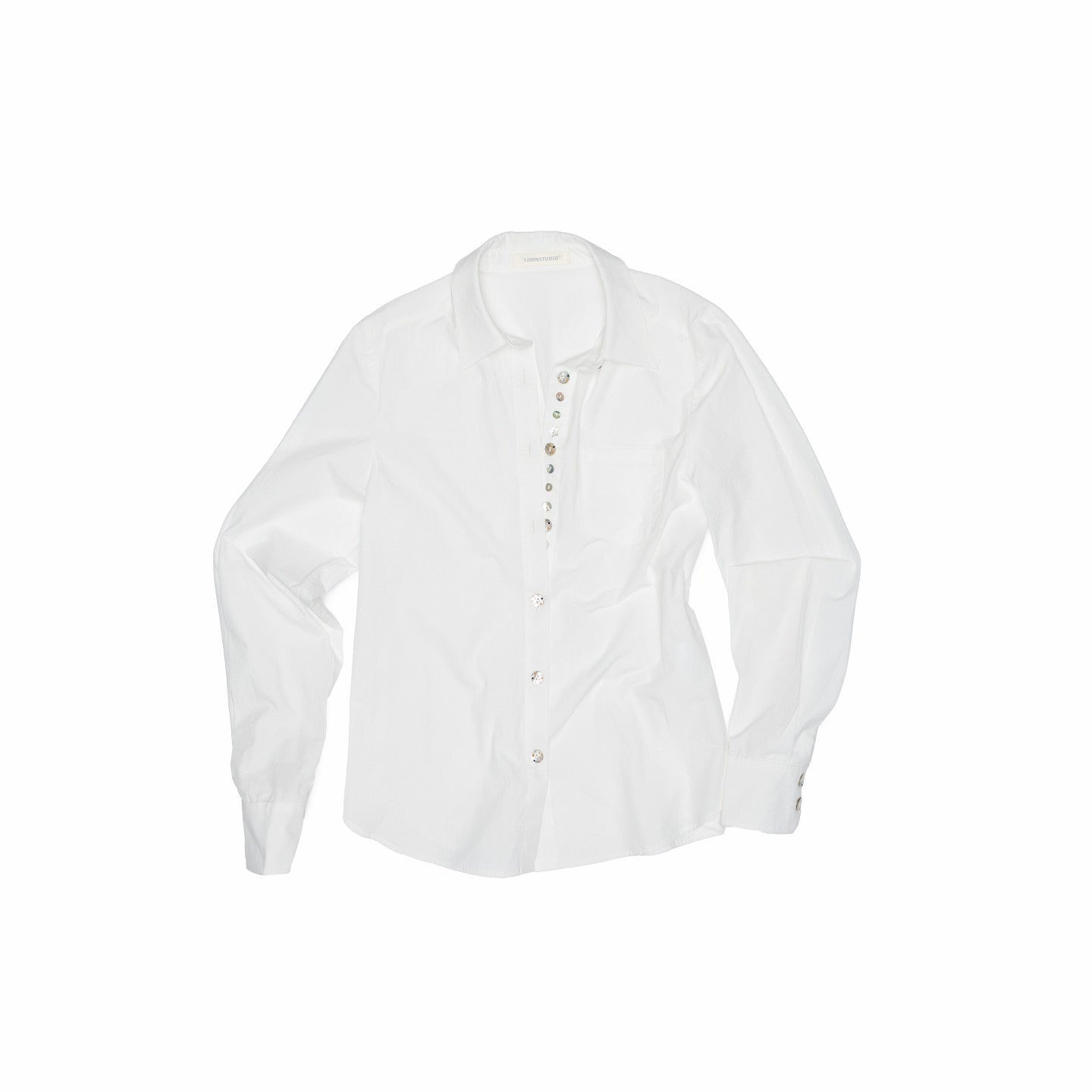 Shell Buckle Asymmetric Shirt