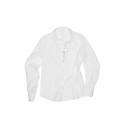 Shell Buckle Asymmetric Shirt
