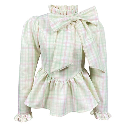 Large Bow Bubble Sleeve Shirt