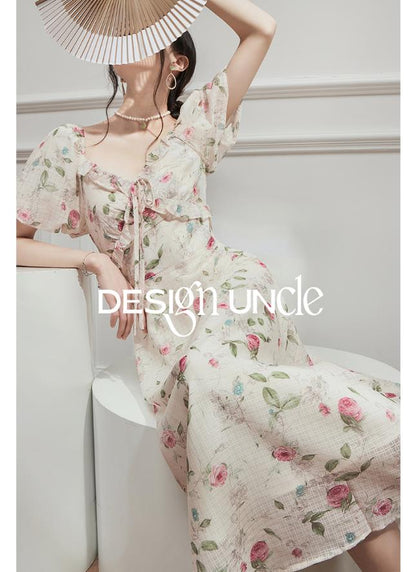 Wrapped Waist French Floral Dress 2023