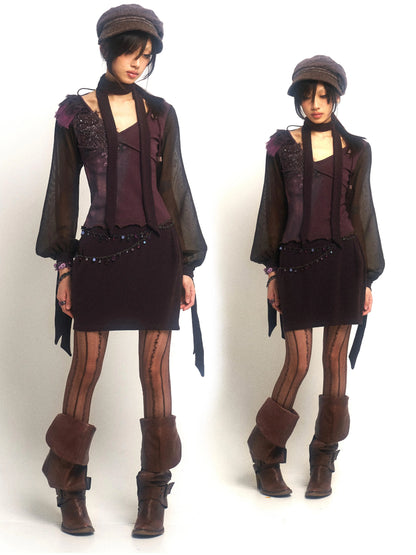 Mesh Beaded Knit Dress – Romantic Statement Look