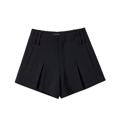 Twill 3D Pleated Suit Shorts