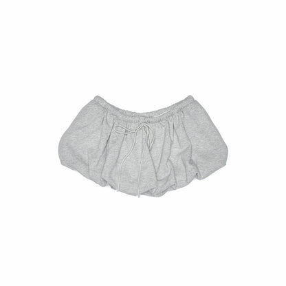 Drawstring Bubble Hem Mini Skirt