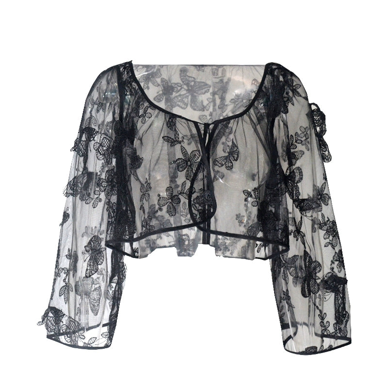 Cardigan en filet de papillon B&W