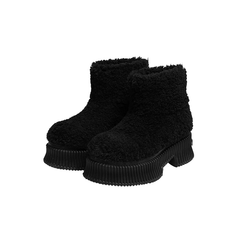 Platform Fleece Faux Lambswool Boots – Chunky & Cozy Winter Footwear