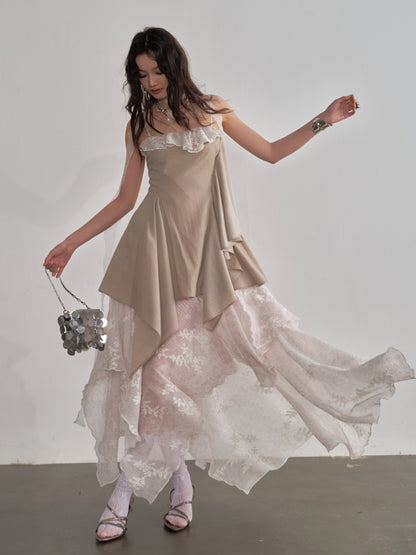 Embroidered Layered Slip Dress | Romantic Fairy Maxi Dress
