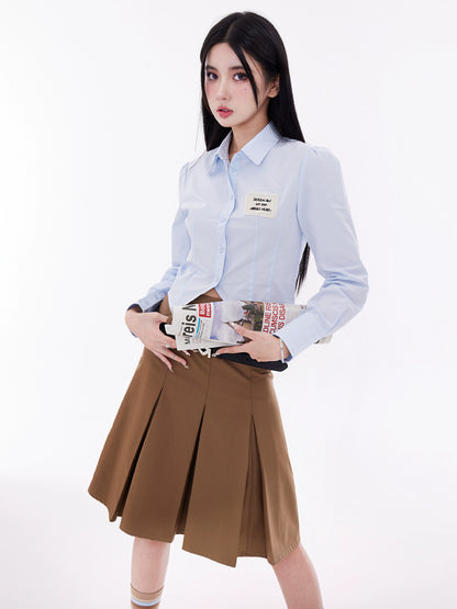 Caramel Cold Cuisine Retro Coffee A-line Skirt