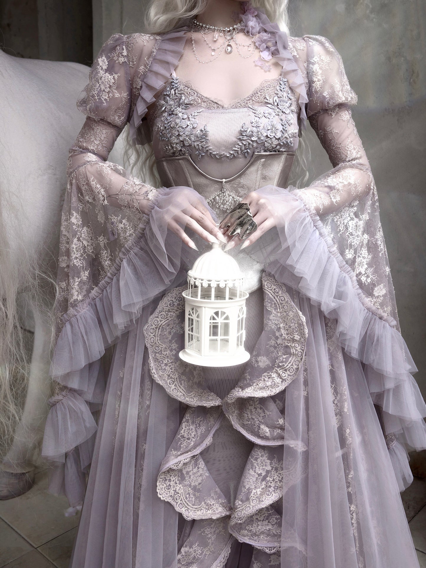 Fairy Lace Princess Vest | Elegant Puff Sleeve Layered Top