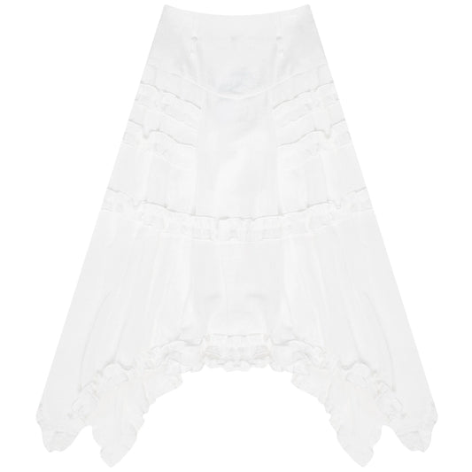 Slim Fit Lace Dress | High Waist Retro White Summer Style