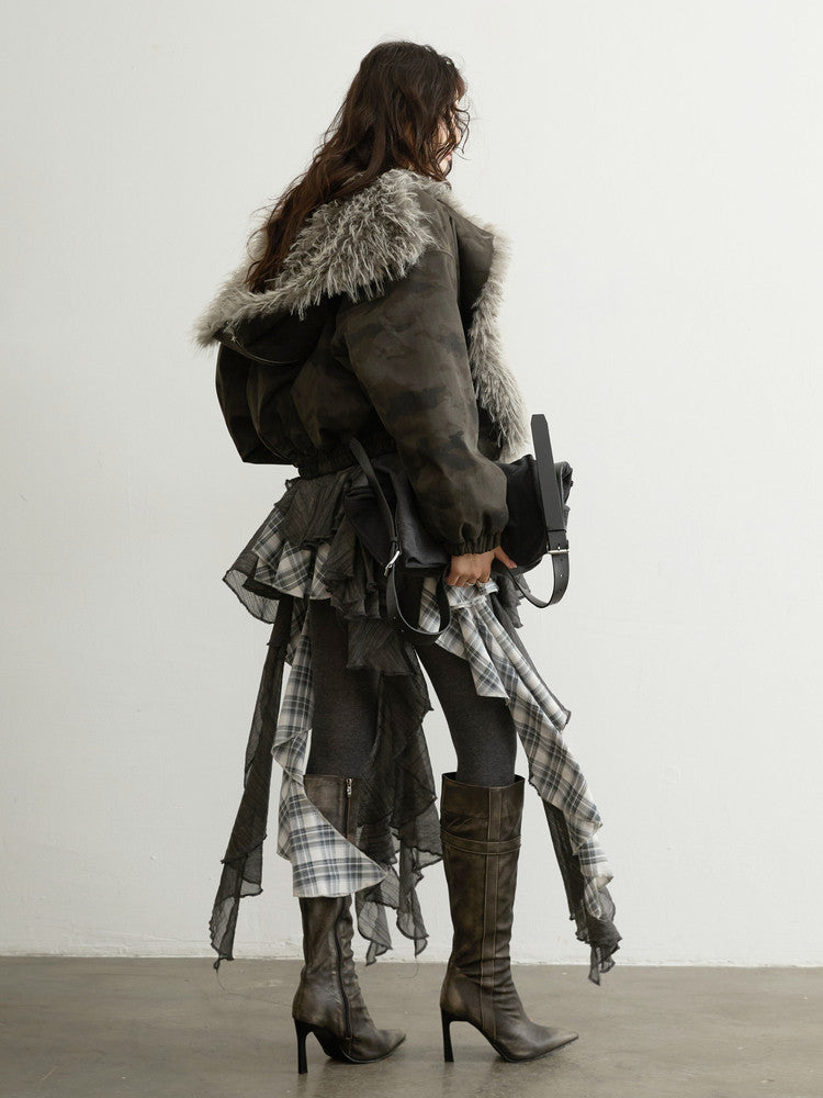 Fur Collar Cropped Pilot Jacket | High-Waist Urban Bomber