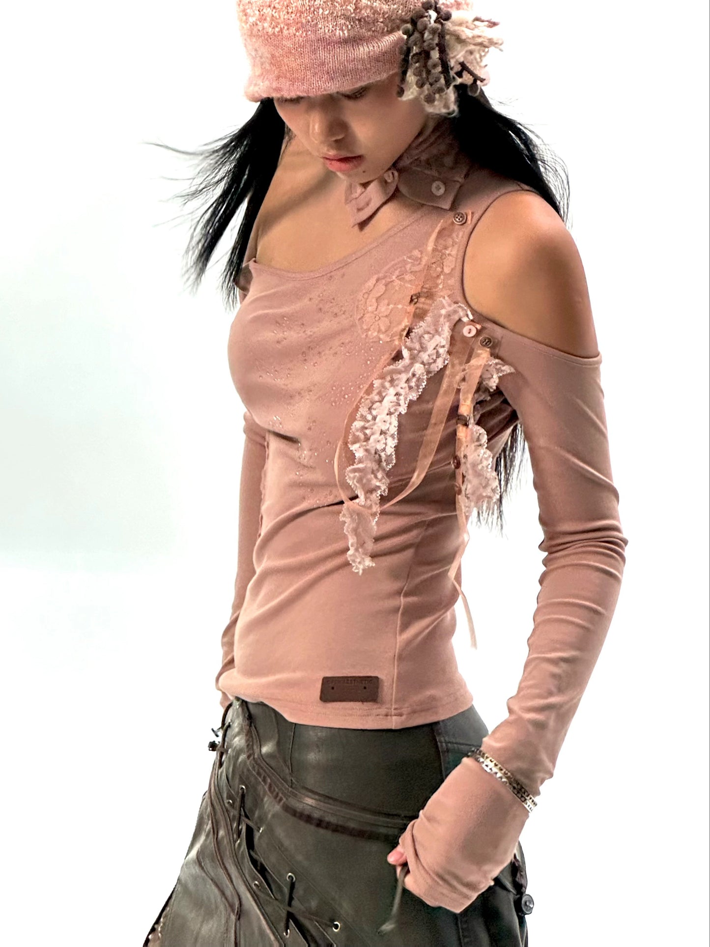 Lace Panel Stretch Top – Feminine Slim Fit