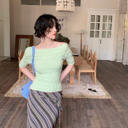 French Twist Off-Shoulder Knit Top