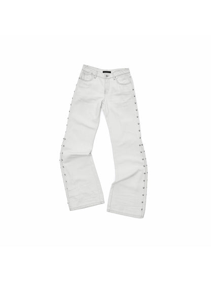 Studded Low-Rise Flared Jeans
