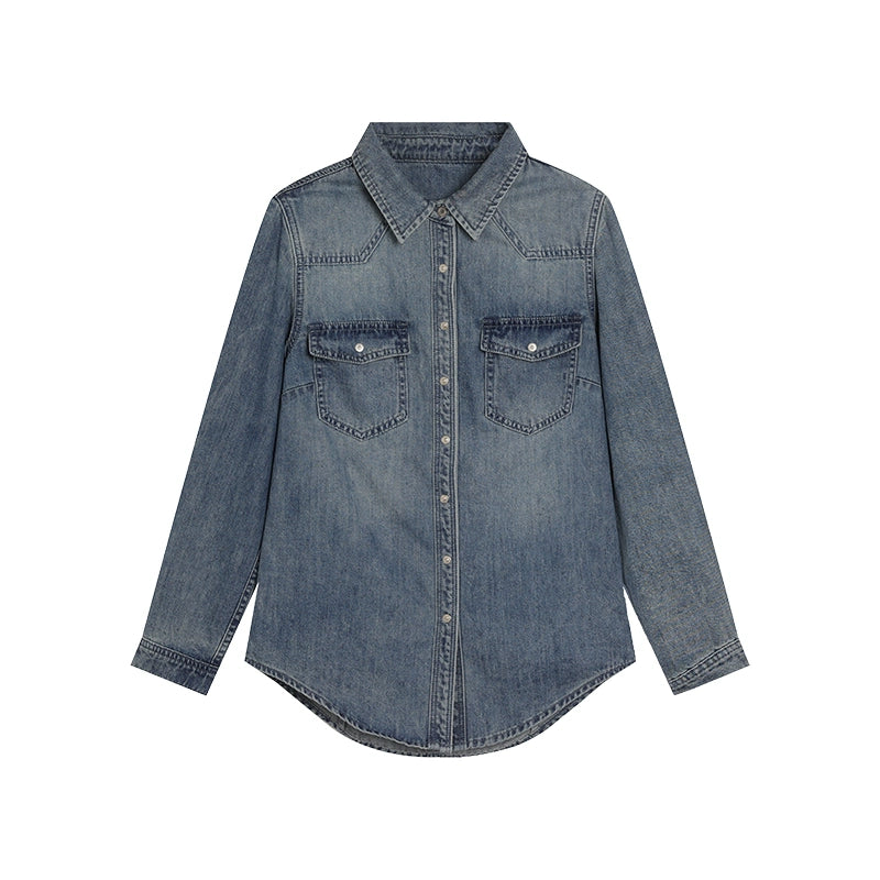 Tencel Denim Shirt for Women - Summer & Autumn French Style