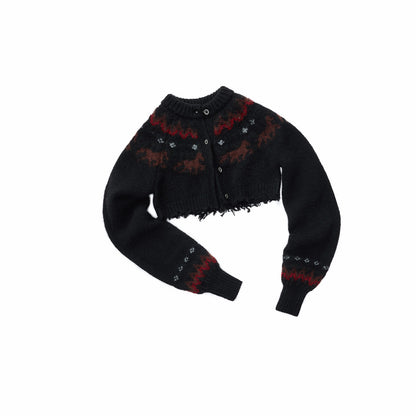 Fair Isle Pony Knit Cardigan & Shorts Set