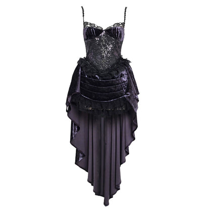 Luna Ritual Velvet Gothic Lace Slip Dress