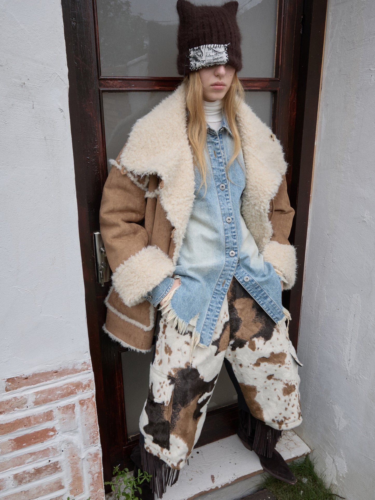 Cow Print Faux Fur Shorts