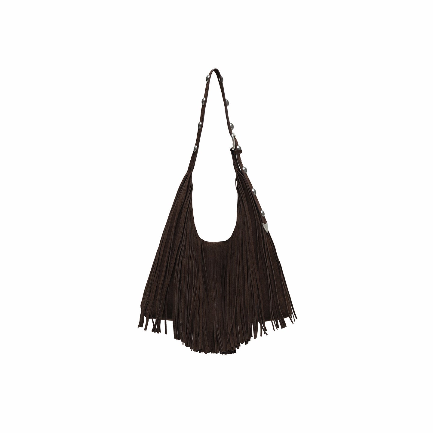 Suede Studded Tassel Tote Bag