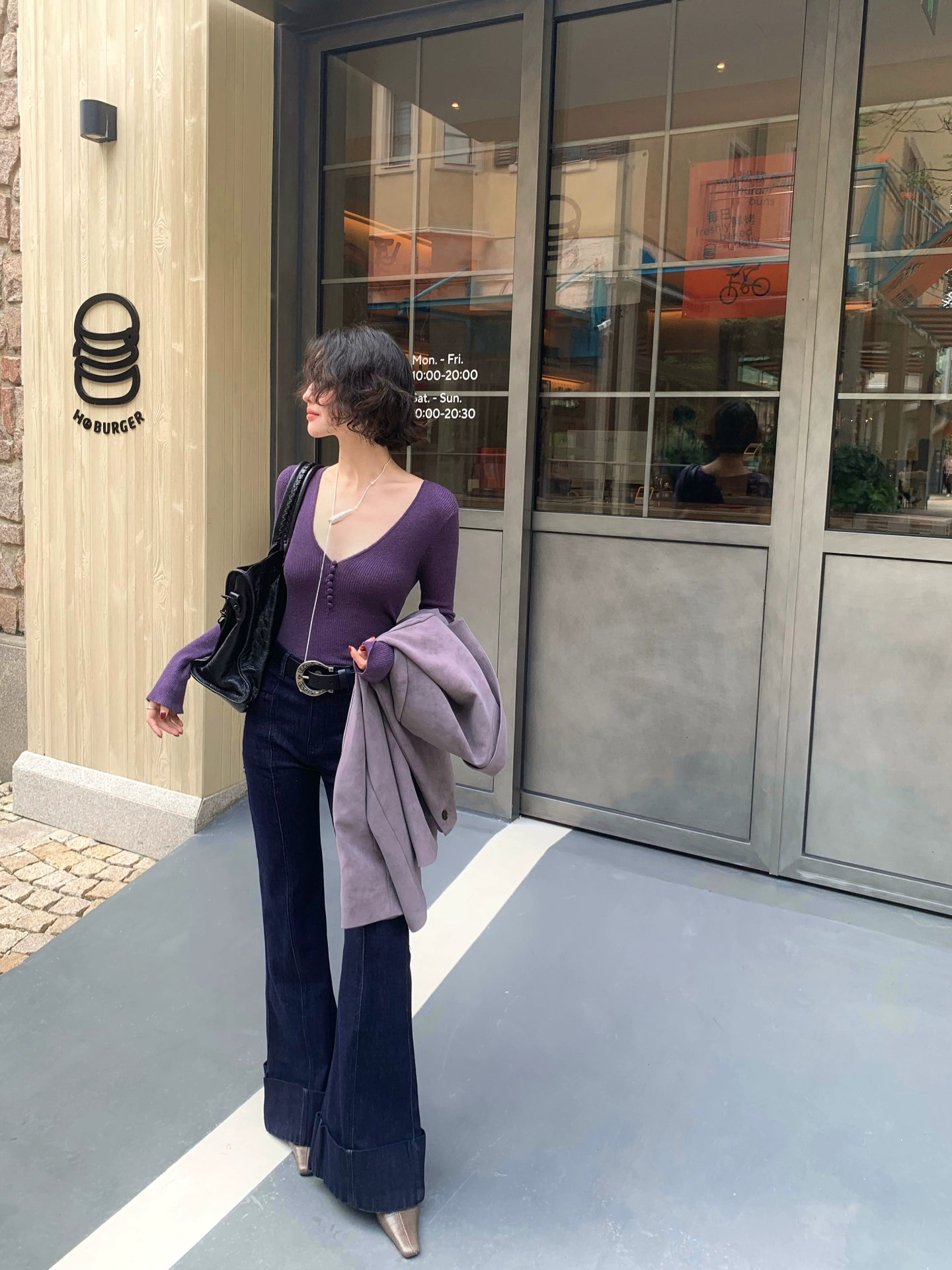 High-Waisted Slim Denim Flared Pants – Hong Kong Retro Fall/Winter Style