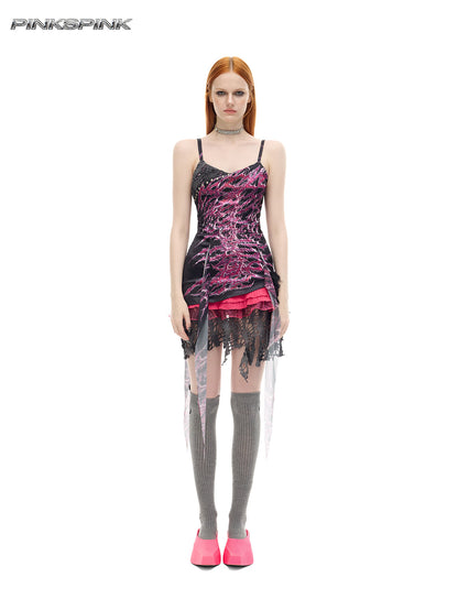 Future Punk Digital Dress – Y3K Reimagined Rock Hot Girl Silhouette