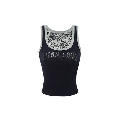 Cutout Embroidered Racerback Tank – Stretchy & Slim Inner/Outerwear Top