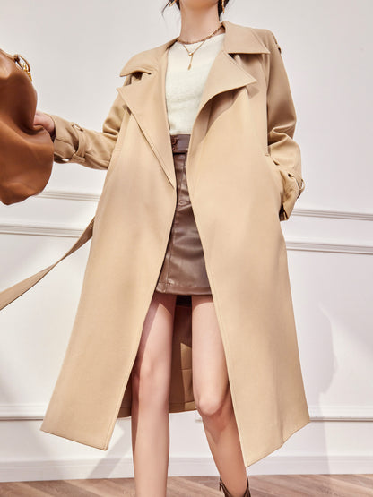 Khaki Hepburn Long Autumn Coat