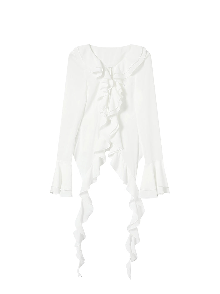 [Semi-Transparent Chiffon] Niche Lace-Up Chiffon Shirt - Summer Edition