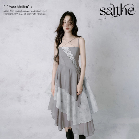 Mist Dust Falling Dreams Asymmetric Strap Dress