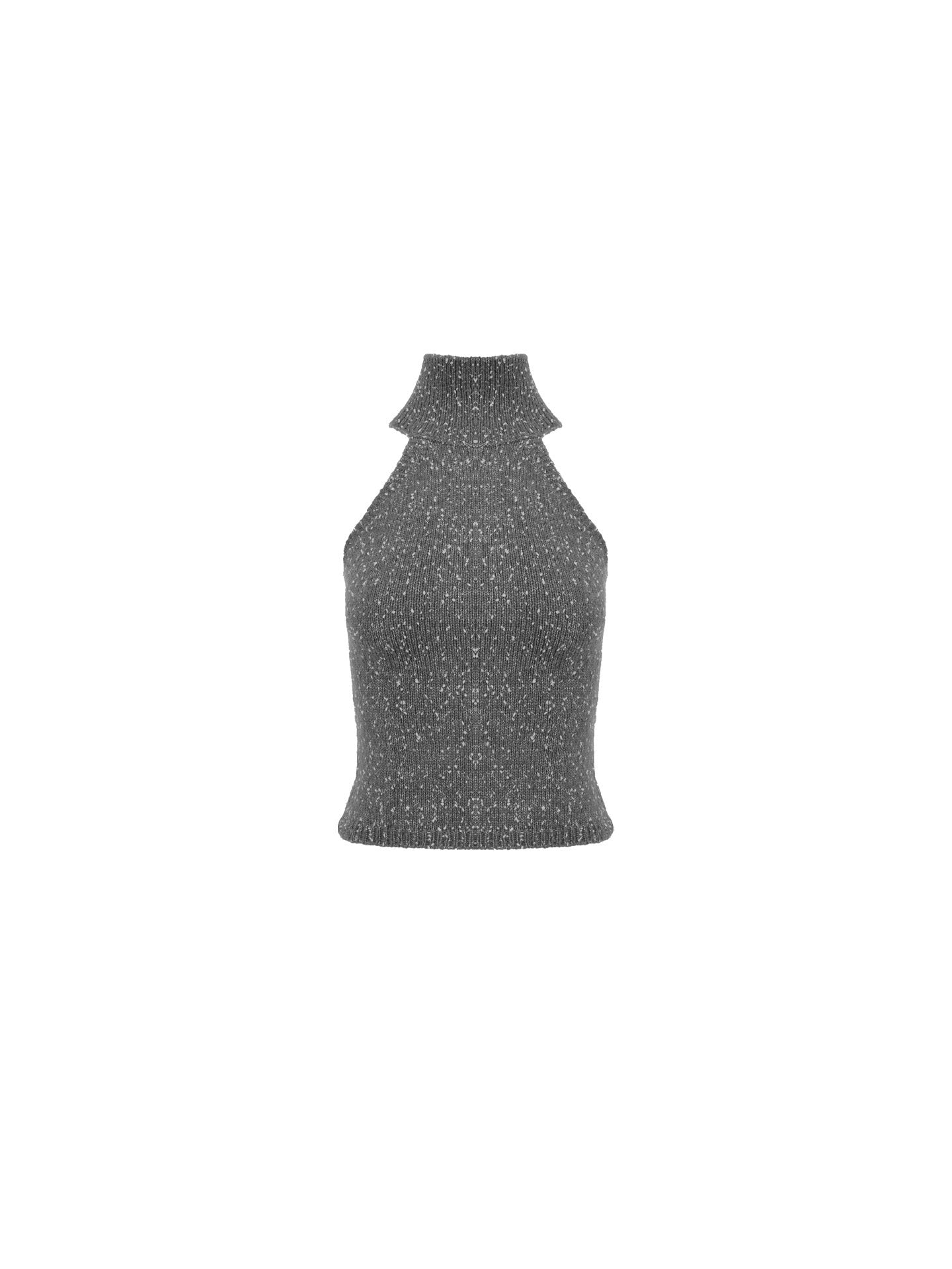 Ice Kiss High-Neck Sleeveless Vest Top – Hong Kong Retro Autumn Off-Shoulder Look