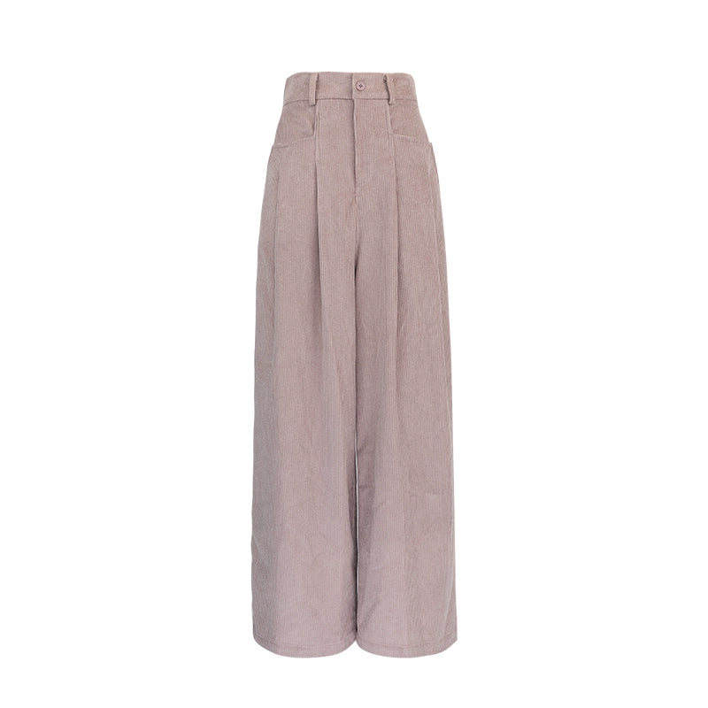 Mist Pink/Gray Corduroy High Waist Wide Leg Pants