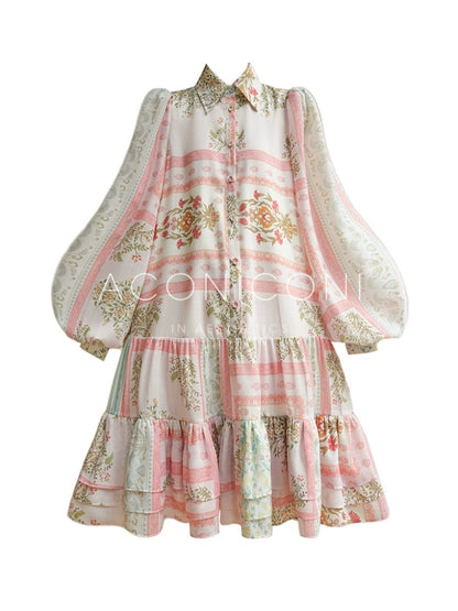 3D Embroidery Print Mini Dress – French Girly Retro Vibe