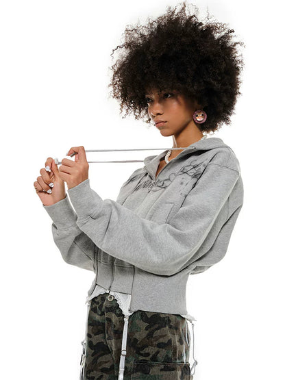 Cropped Zip-Up Cardigan Jacket – Slim Fit with Heavy Double Placket