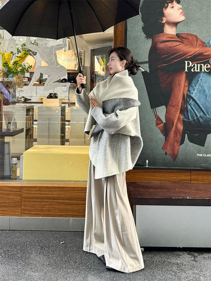 Gradient Cashmere Coat – Petite Shawl Cape with Timeless Luxury