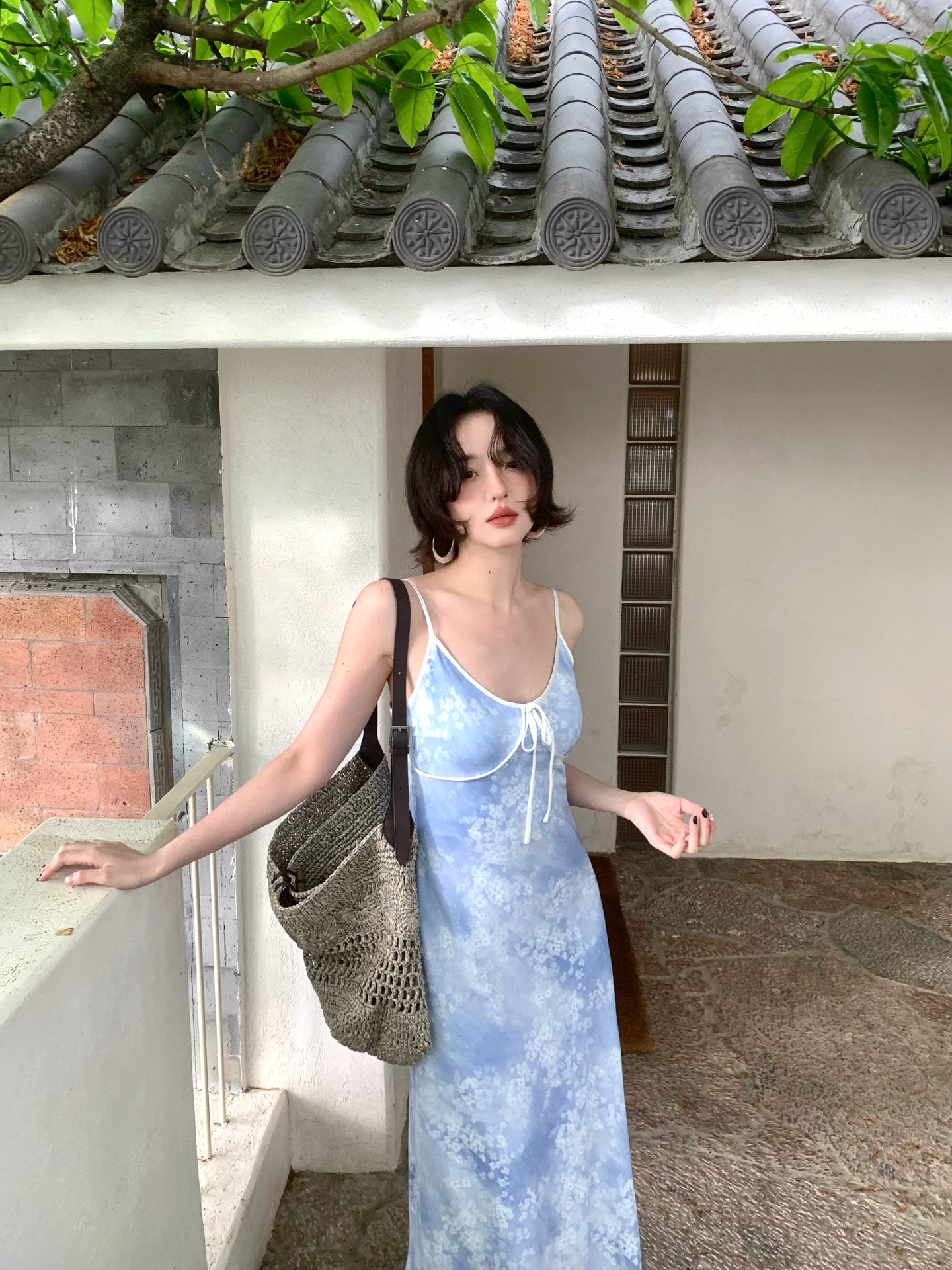 Wind Sound Into Dream Lace-Up Slip Dress