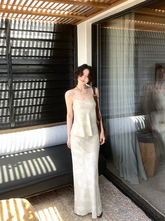 Streamer French Draped Maxi Skirt